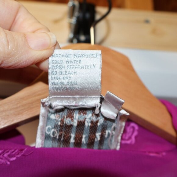 Country Wear Casuals Sheer Pink Button-Up Blouse With Embroidered Floral Pattern - Picture 10 of 10